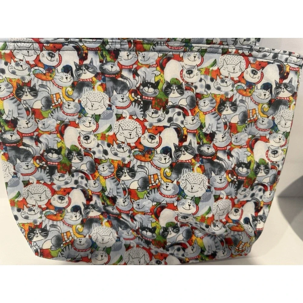 Cartoon Cat Pattern Vehicle Headrest Storage Tote Bag Reusable Travel